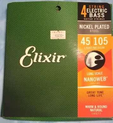 Elixir 일렉 베이스 줄 45-105 나노 웹 코팅 14077