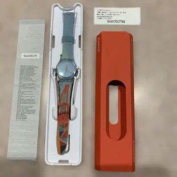 Swatch 아날로그 손목시계 파랑/오렌지