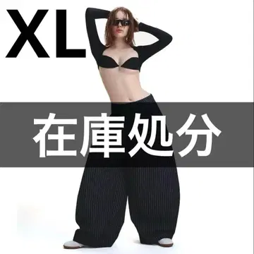 XL 사이즈 PUSH PUSH 와이드 팬츠 블랙 스트라이프 데님