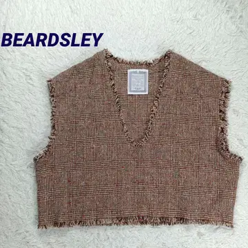 23FW BEARDSLEY 트위드 베스트 프리 사이즈 프린지 깊은 V넥