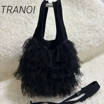 새상품 TRANOI 프릴 백 숄더 블랙 토트 튤