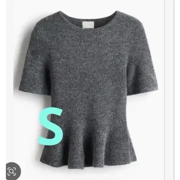 미사용 새상품 H&M RIB-KNIT PEPLUM TOP 그레이 S
