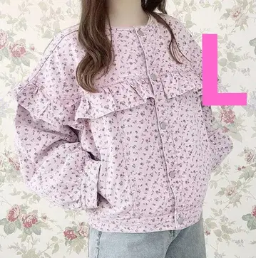 [새상품] 시마무라 maki 미니 꽃무늬 프릴 G자켓 핑크 L사이즈