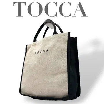 새상품급 TOCCA 토카 린넨 바이컬러 로고 토트백 A4 수납 가능
