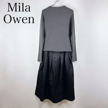 미라 오웬 Mila Owen 총침 니트 턱 스커트 도킹 원피스