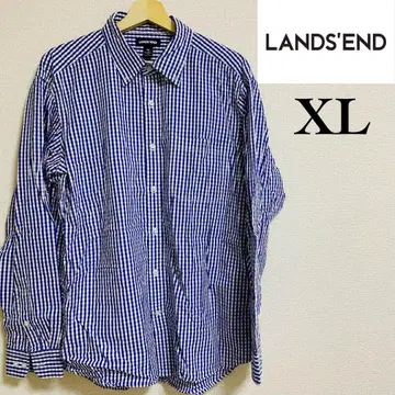 랜즈 엔드 깅엄 체크 긴팔 셔츠 XL