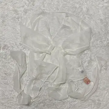 하자품 clear 클리어 시스루 블라우스 F 화이트 쉬폰 시어