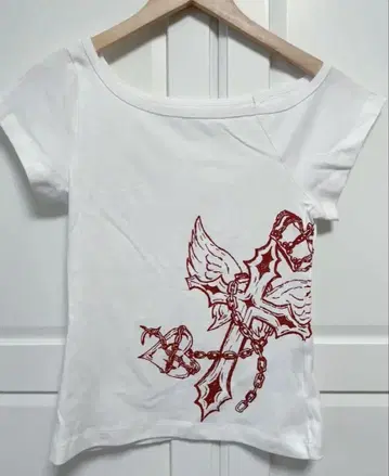 Cross Logo Off Shoulder Tee 화이트 M 사이즈