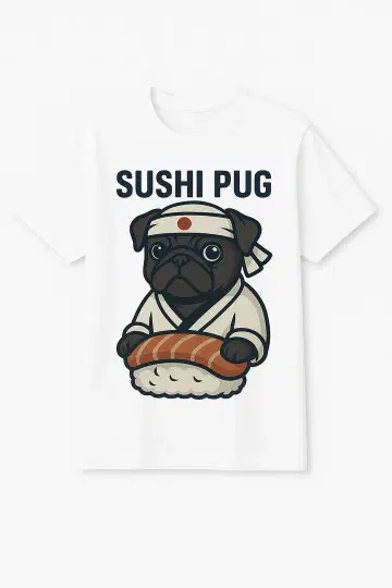 퍼그 T셔츠 스시 SUSHI PUG
