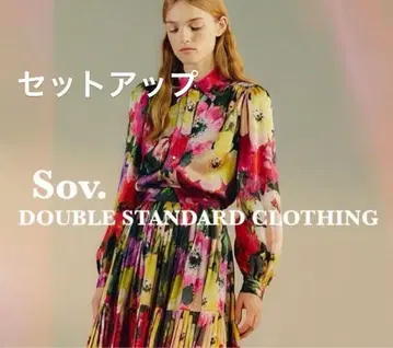 Sov. 플라워 프린트 새틴 블라우스 스커트 셋업