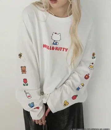 HELLO KITTY x forksy. 오버 사이즈 로고 프린트 롱 T