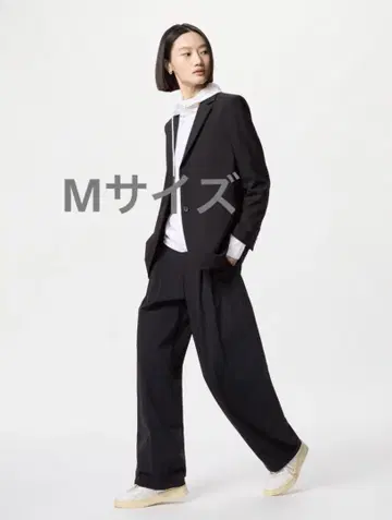 유니클로 울트라 스트레치 액티브 와이드 팬츠 긴 길이 블랙 M