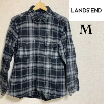 랜즈 엔드 체크 무늬 플란넬 셔츠 M