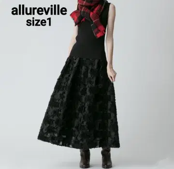 allureville 알아바일 컷 자카드 스커트 롱 맥시