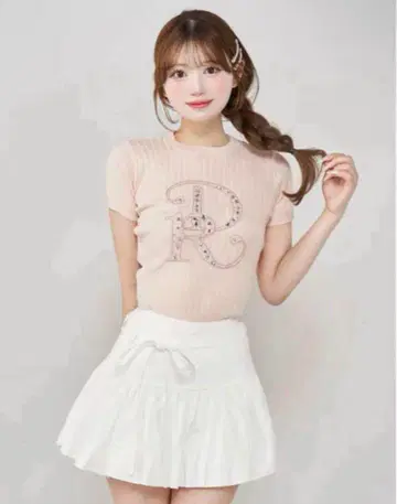 Darich 비쥬 리브 니트탑 핑크