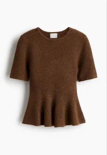 H&M RIB-KNIT PEPLUM TOP 페플럼 니트 브라운 XS
