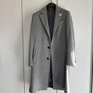 LARDINI 그레이 체스터 코트 캐시미어 100%
