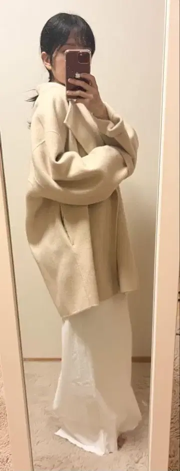 GALLARDAGALANTE 크림 리버 숏코트 노카라