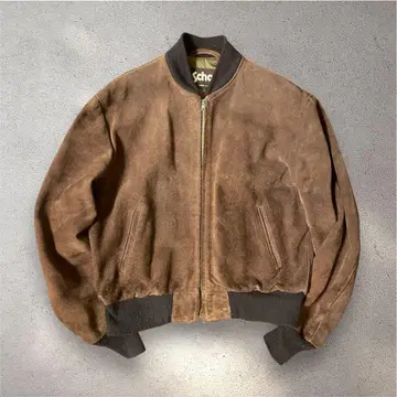 80s~90s 브라운 택 Schott 스웨이드 가죽 자켓 USA제 44