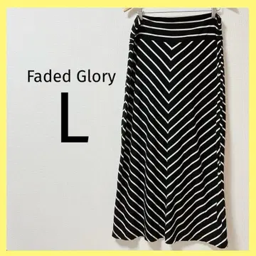 8 Faded Glory 스트라이프 플레어 스커트 L 시마무늬 롱