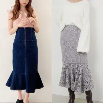 rienda 몰 레이스 머메이드 스커트 MIIA 데님 머메이드 스커트