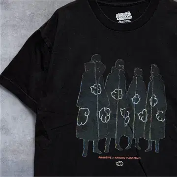 Primitive 나루토 아카츠키 애니메이션 T셔츠 블랙