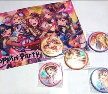 뱅드림! Poppin'party 클리어 파일 & 축광 캔뱃지 세트