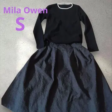Mila Owen 긴팔 도킹 원피스 롱 블랙 S 니트