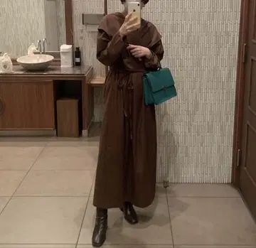 브라운 롱 원피스 긴팔