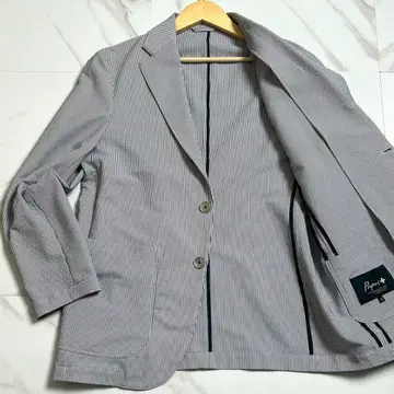 미사용급 파파스 PAPAS 테일러드 자켓 시어서커 각인 버튼