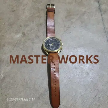 MASTER WORKS 쿼츠 손목시계 브라운 가죽