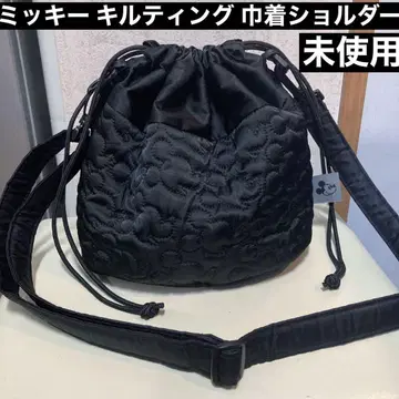 디즈니 미키 페이스 퀼팅 복조리 숄더백 미사용 블랙