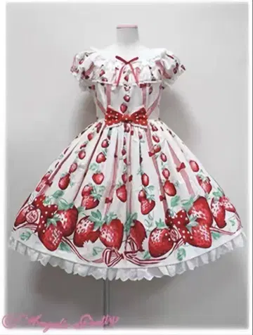 Angelic Pretty 따낸 딸기 원피스 화이트