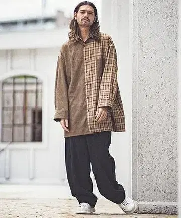 GLIMCLAP Plaidcolor Oversize shirt BEIGE