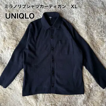 미사용급 UNIQLO 밀라노 리브 셔츠 가디건 블랙 XL 블랙 유니클로