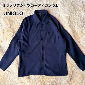 미사용급 UNIQLO 밀라노 리브 셔츠 가디건 블랙 XL 블랙 유니클로