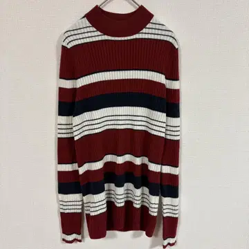[ AZUL BY MOUSSY ] (L) 리브 보더 니트/트리코/올 패턴