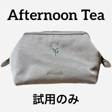 Afternoontea 그레이 장미 자수 캔버스 파우치