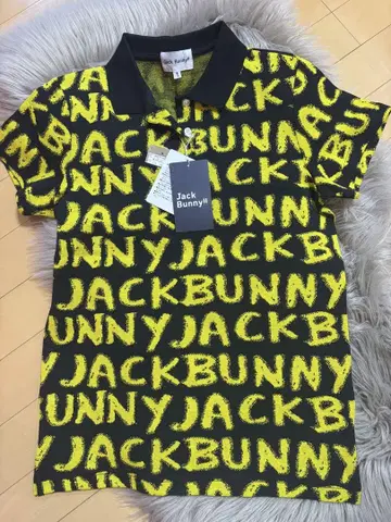 Jack Bunny!! 골프 셔츠 사이즈 1 블랙/노랑