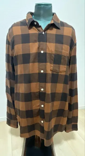 GAP 브라운 블랙 체크 플란넬 셔츠 L