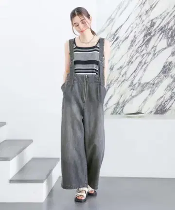 LEPSIM 데님 서스펜더 팬츠