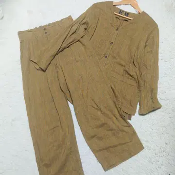 [ 레어 ] 카르도파브리카 노카라 블라우스 팬츠 셋업 린넨 혼방