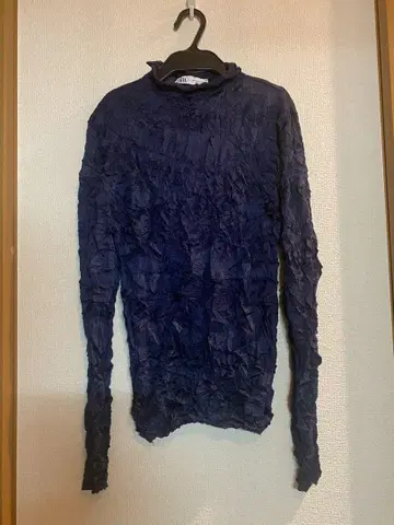 ZARA 남성용 주름 티셔츠 네이비