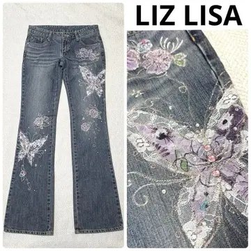 레어 00s LIZ LISA 버터플라이 레이스 플레어 데님 헤이세이 갸루