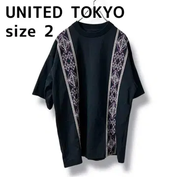새상품급 UNITED TOKYO 자수 반팔 T셔츠 디자이너 손뜨개질 M