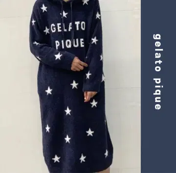 새상품급 gelato pique 별 패턴 후드 부착 원피스