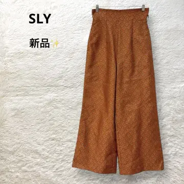 택 포함 새상품 SLY 올 패턴 와이드 팬츠 하이웨스트 오렌지 오리엔탈