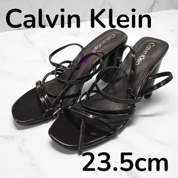 Calvin Klein 블랙 뮬 23.5cm 샌들 로고 블랙