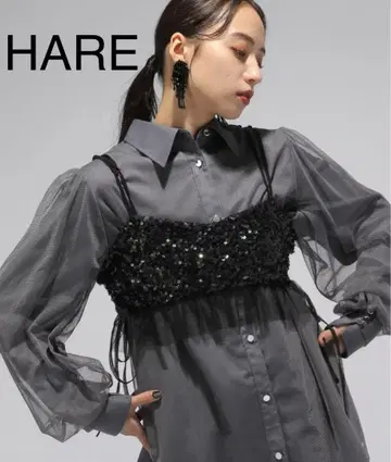 새상품급 HARE 스팽글 뷔스티에 블랙