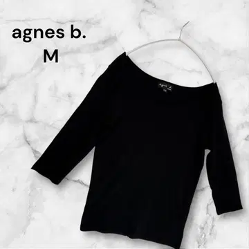 agnes b. 에네스베 7부 코튼 100% 블랙 T셔츠